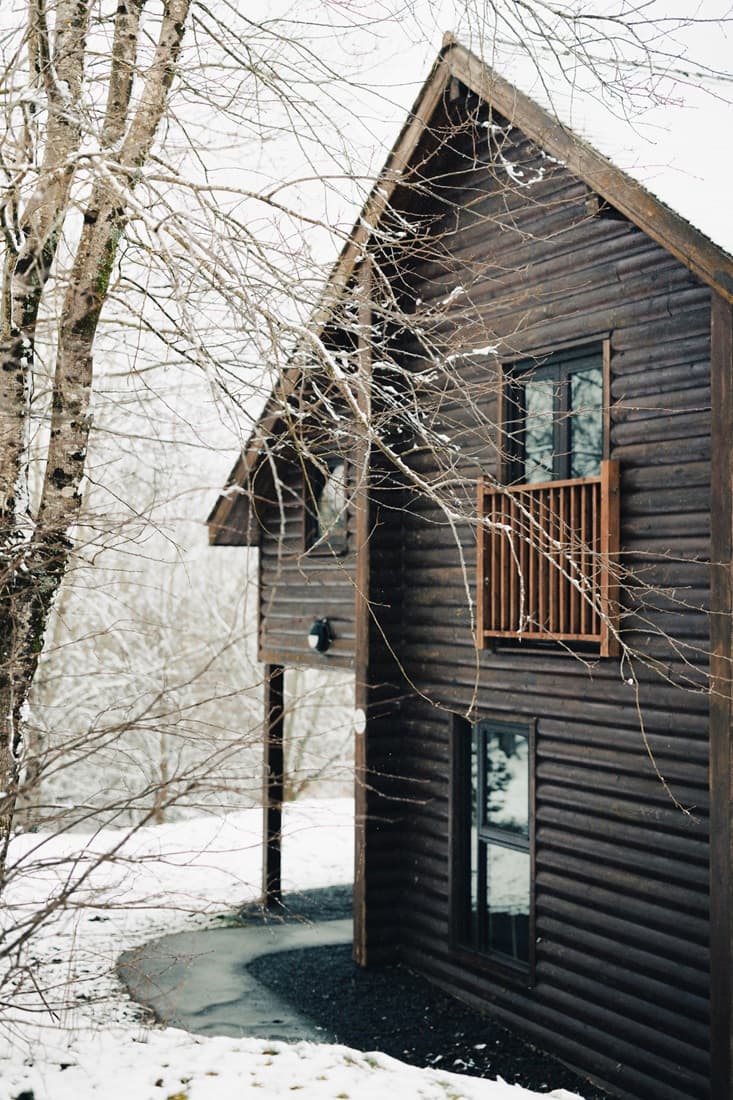 Lodge in the Snow Portrait Bluestone