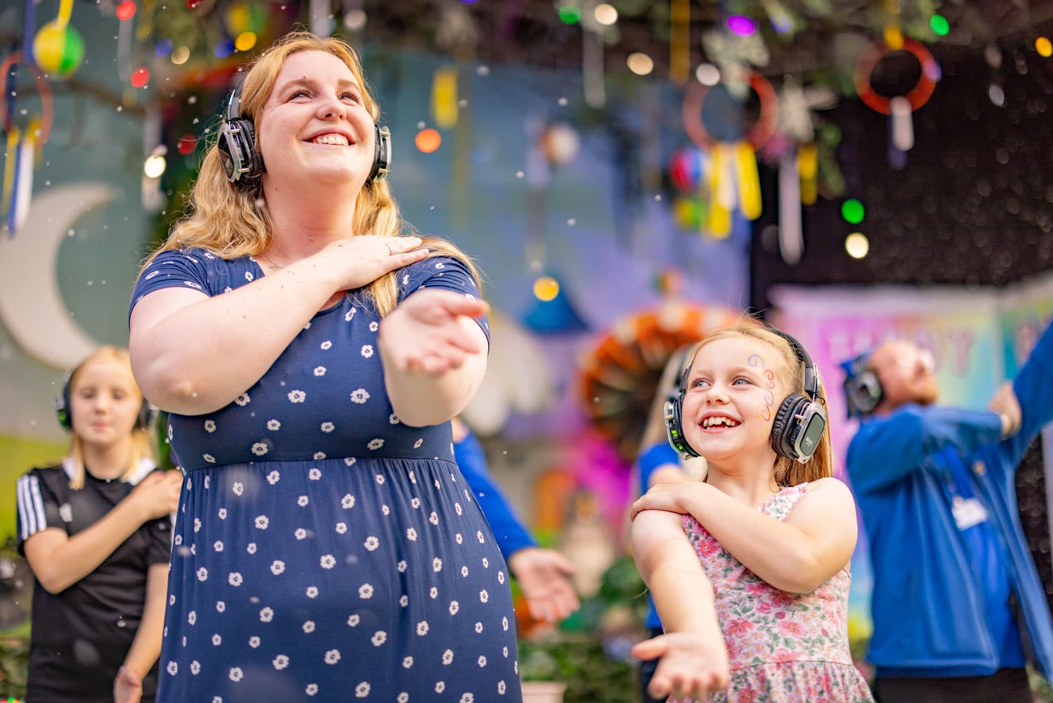 Mum and Girl Dancing Silent Disco at Bluestone