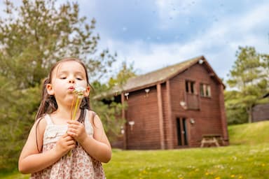 Girl blowing flowers summer Bluestone