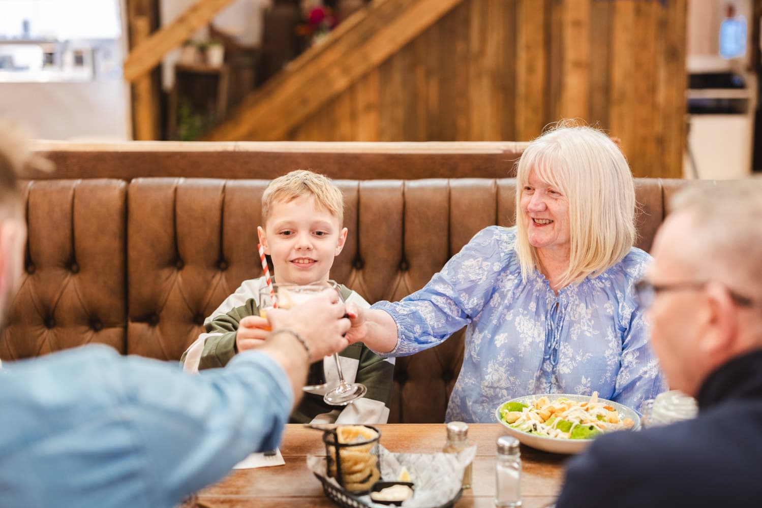 Grandparents dining Black Pool Mill eating Bluestone