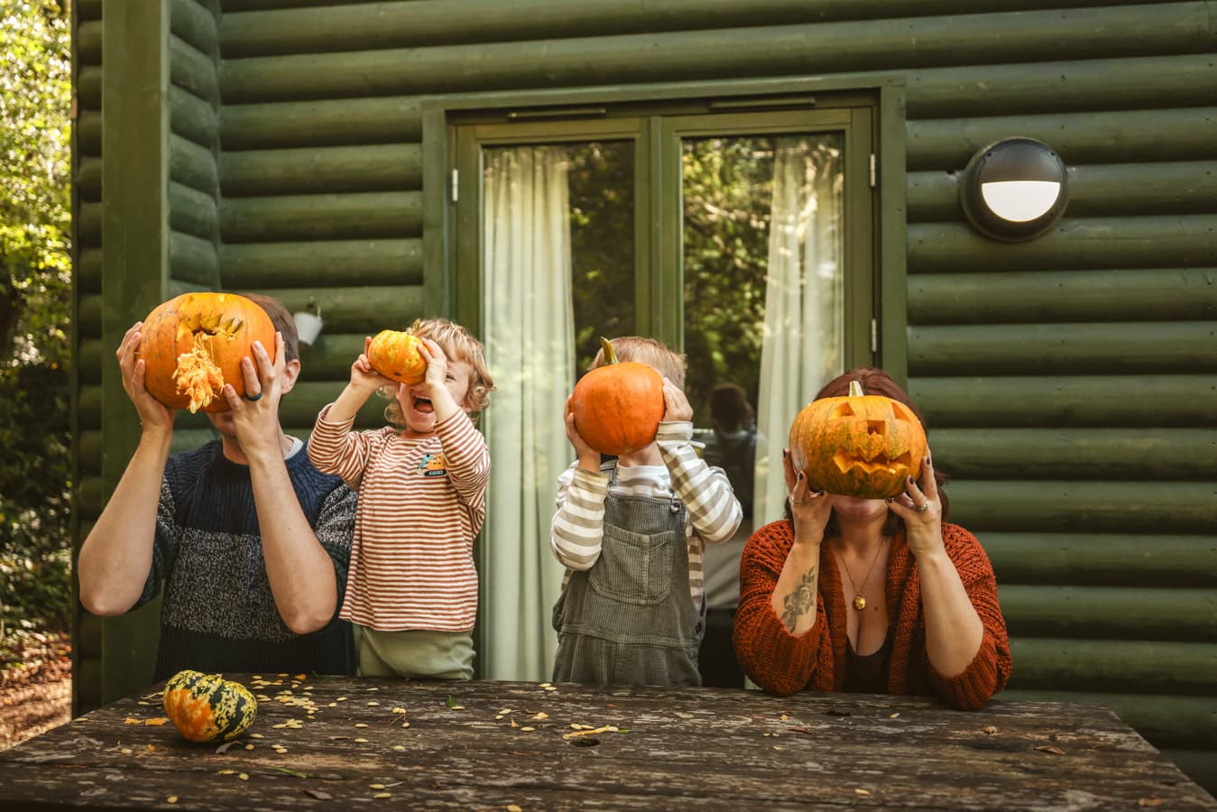 Family Pumpkin Carving Lodge Bluestone