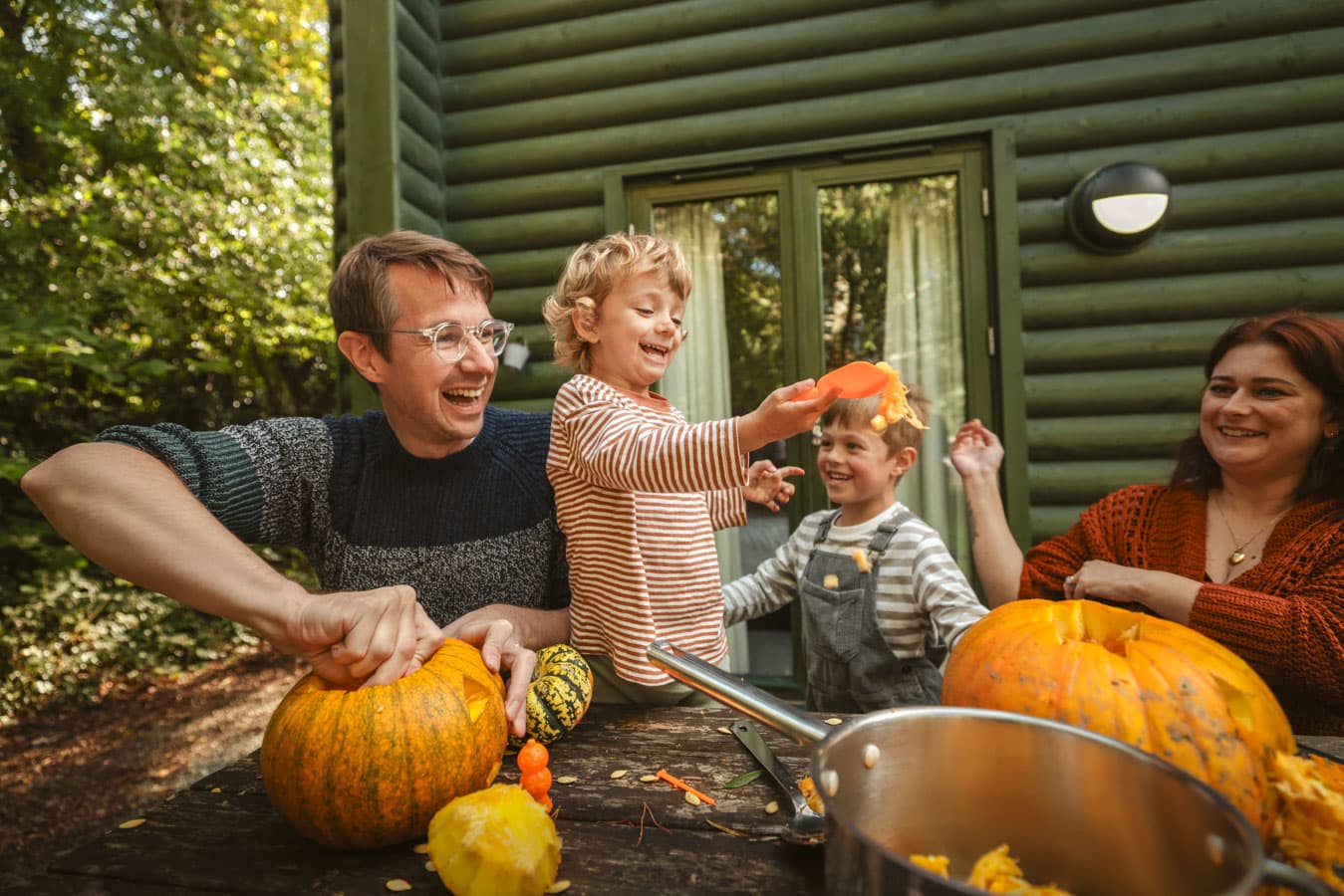 Family Pumpkin Carving Lodge Bluestone
