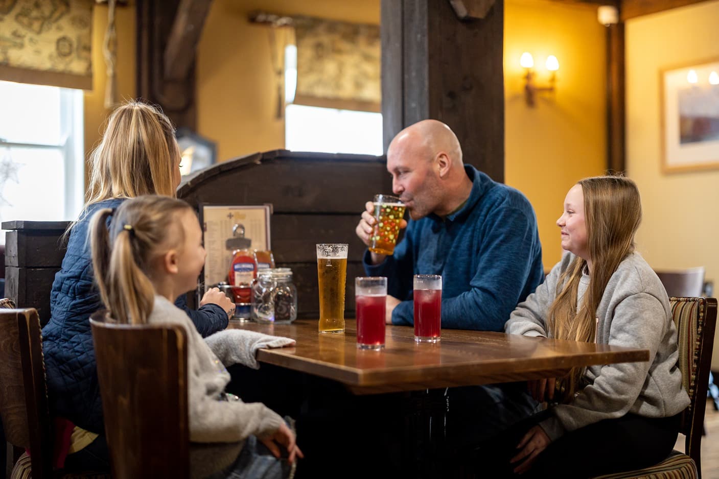 Family around table
