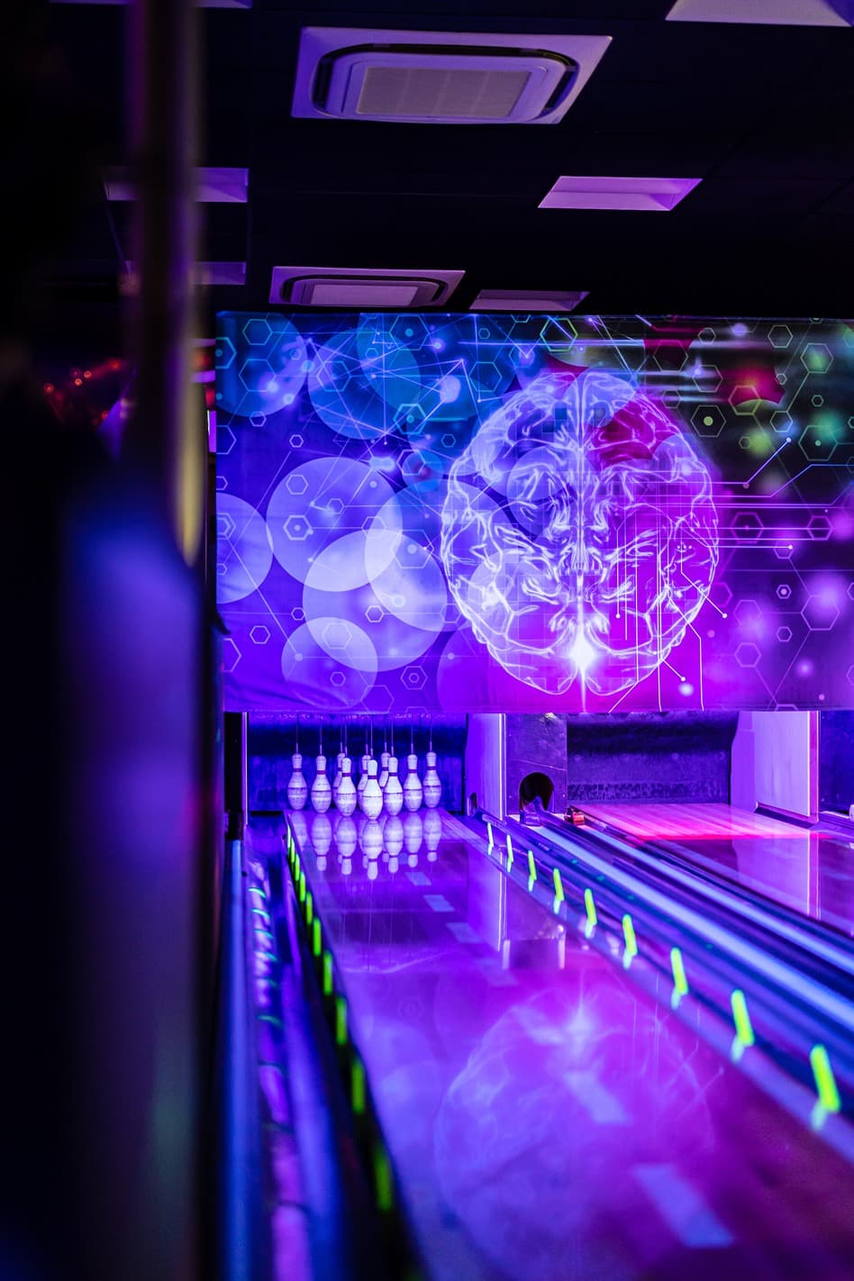 Glowzone Bowling lane in The Hive