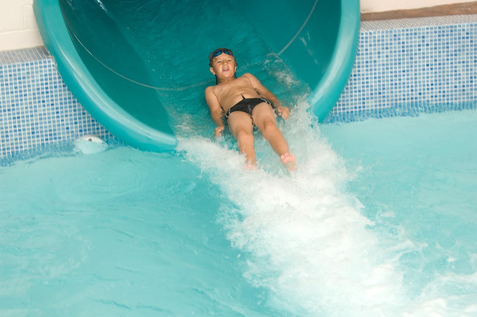 Blue Lagoon Waterpark Boy On Flume