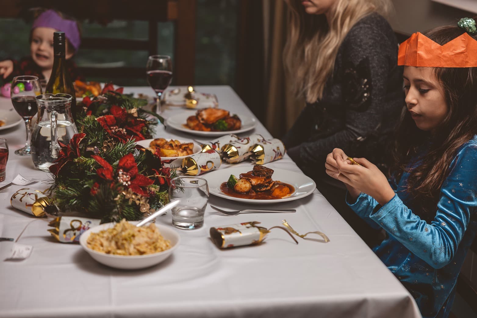 Little Girl Having Christmas Dinner