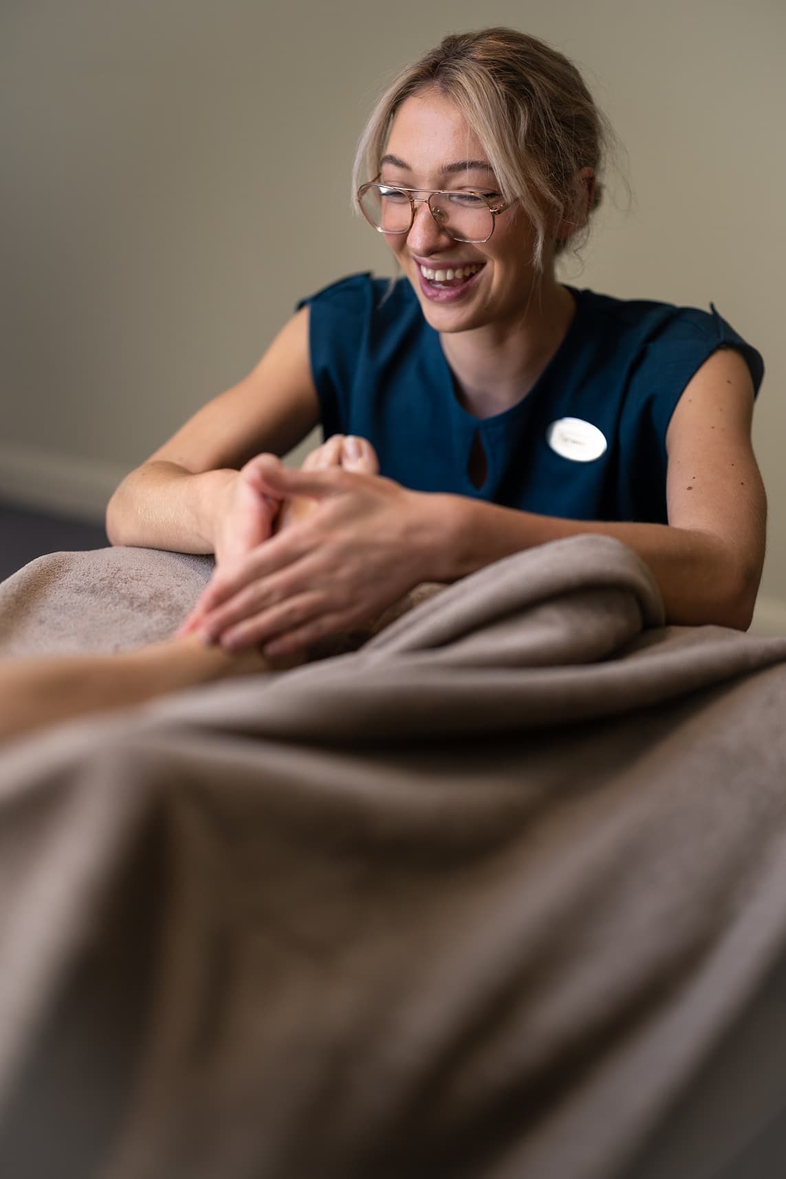 Light massage to foot