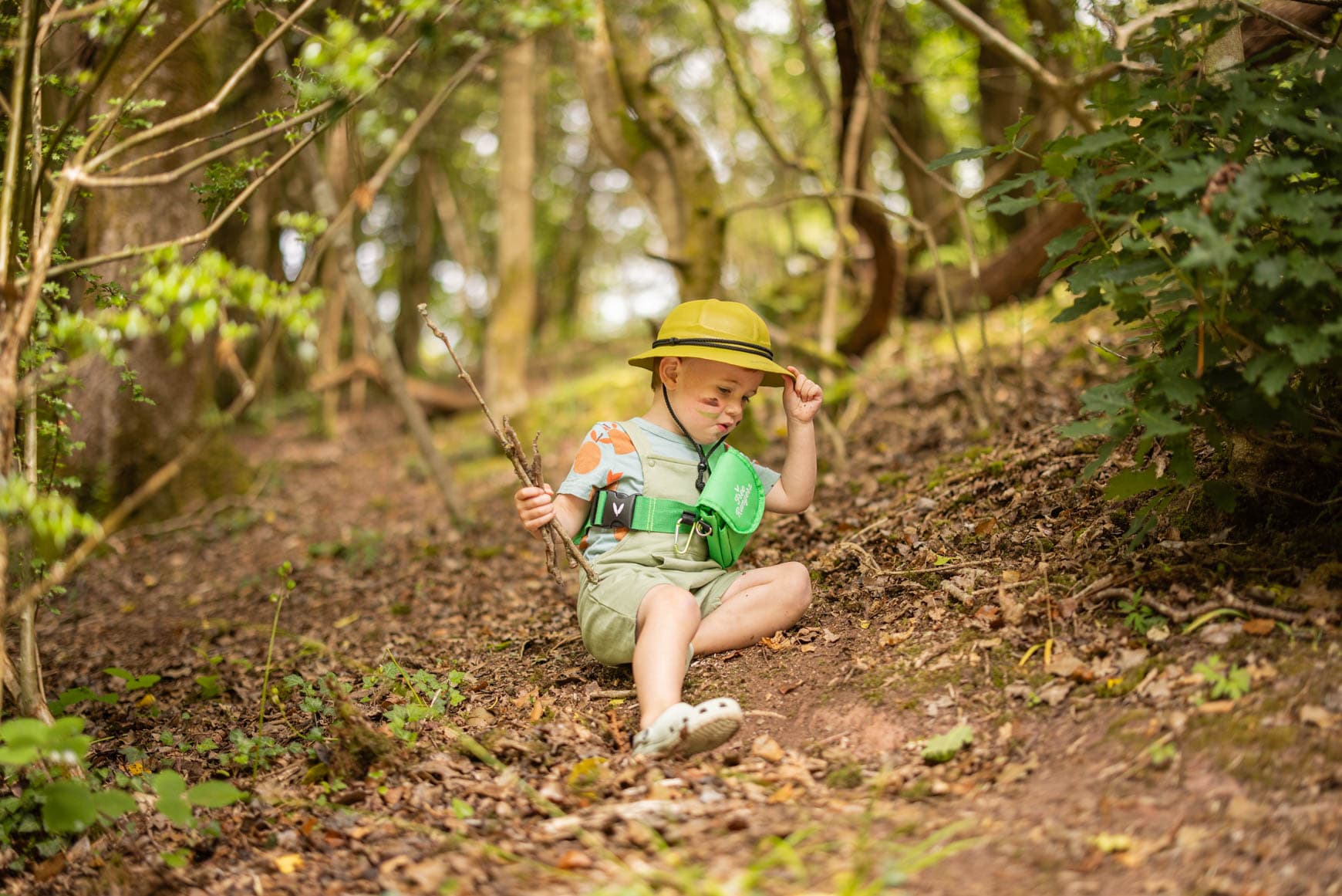 Outdoor detectives in woods