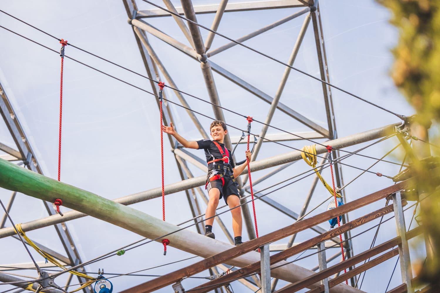 Boy skywalk in the Serendome at Bluestone