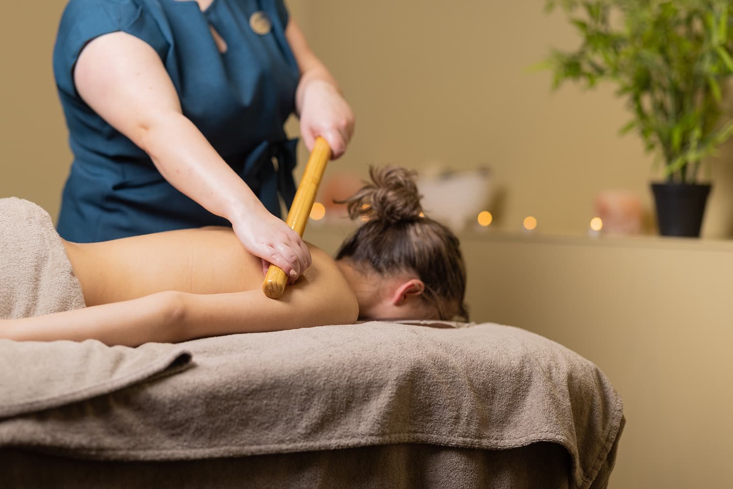 Bamboo Massage to upper back