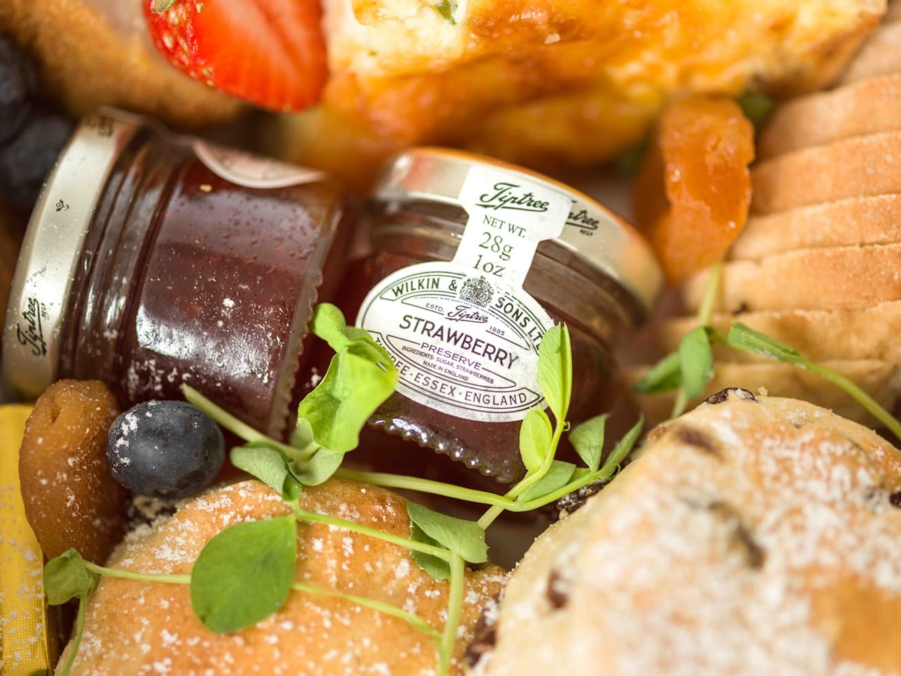 Sweet and savoury platter cakes jam