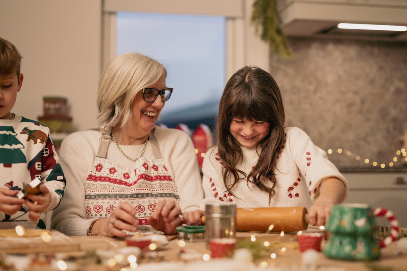 Family christmas in lodge