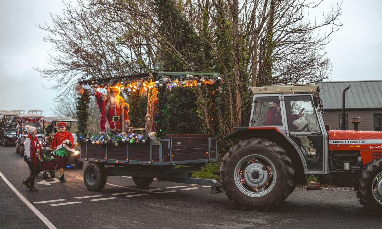 Polar Postal Santa, Elves And Tractor