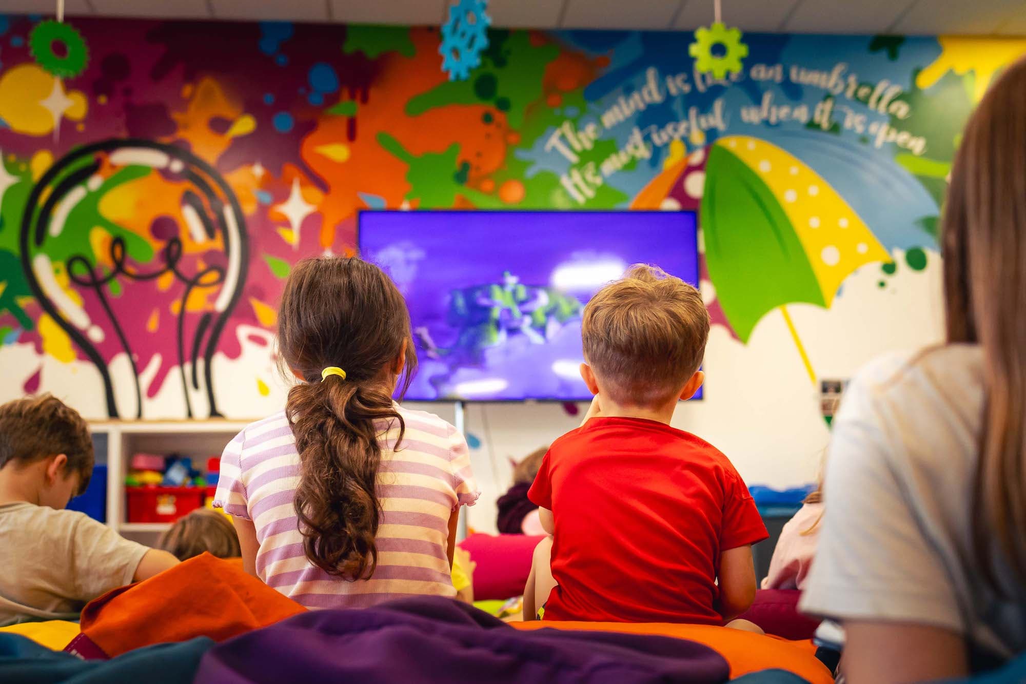 Film & Fun Night Girl And Boy Watching Film