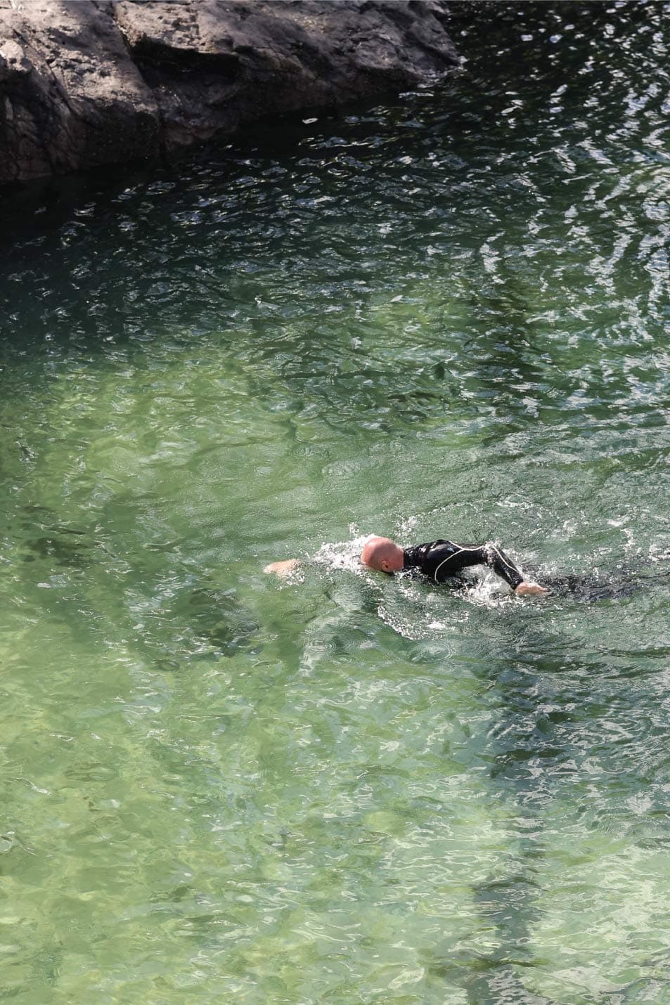 Man Cold Water Swimming